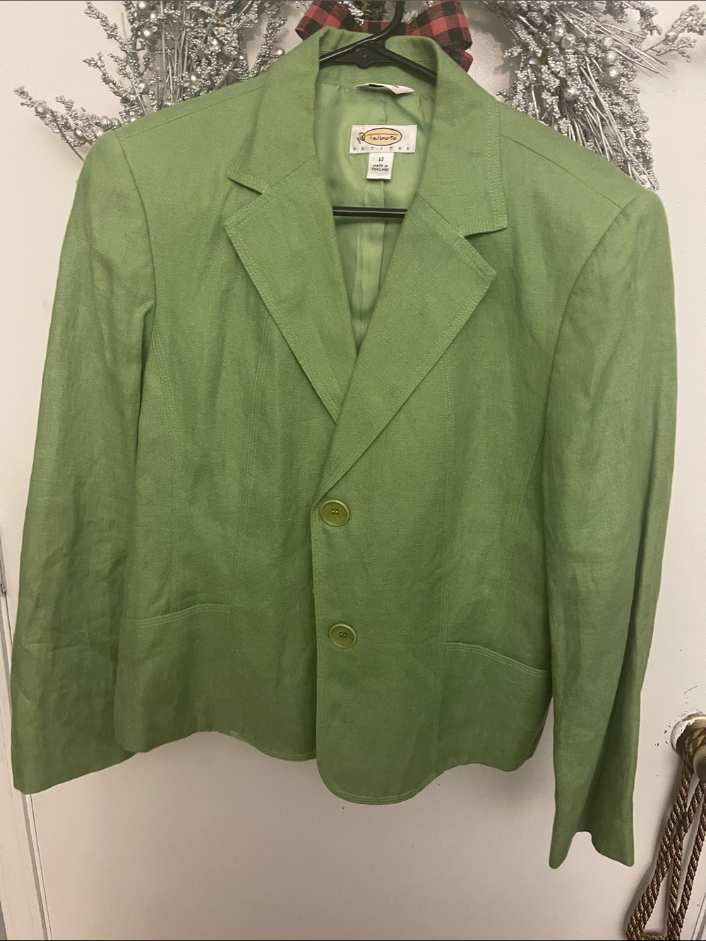 Talbots Light Green Linen-Blend Blazer
